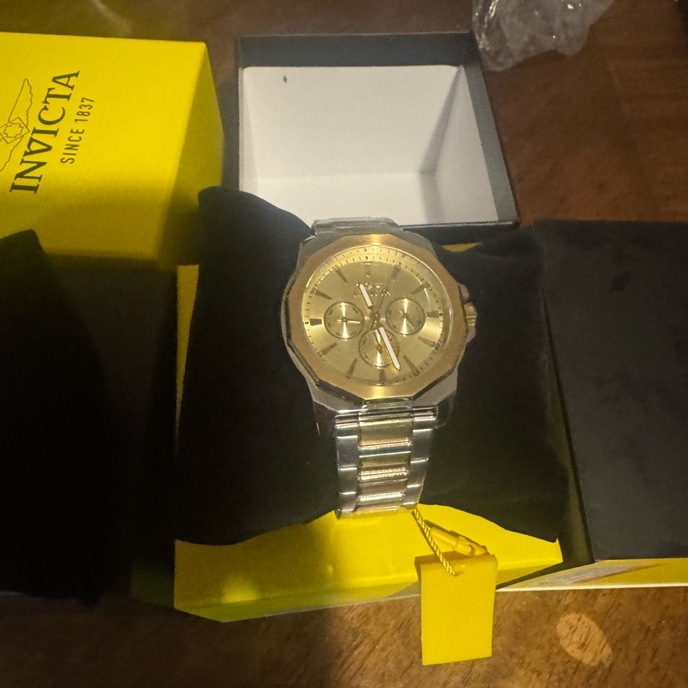 Invicta Two-Tone Gold and Silver Chronograph Watch new all authentic guaranteed.